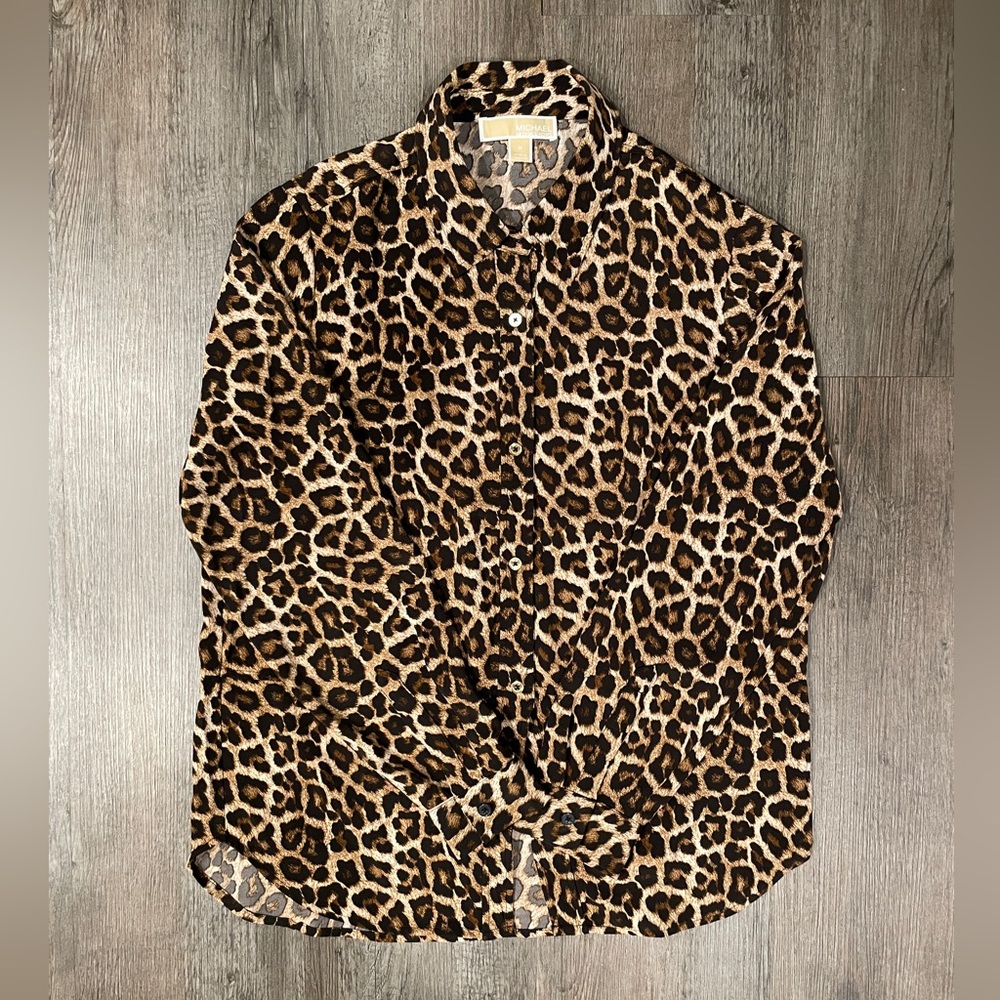 Michael Kors Leopard Print Women’s Button Down Shirt
